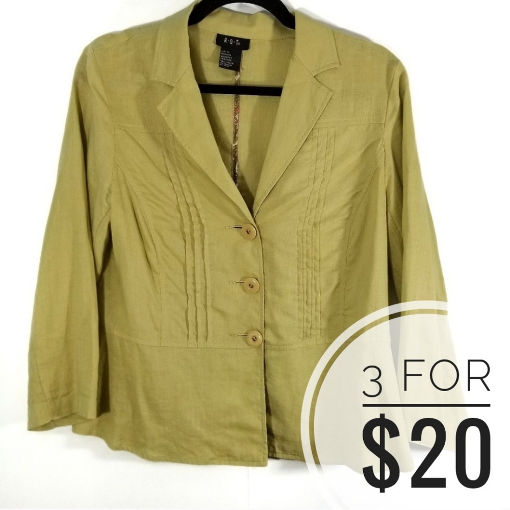 RQT Green Button Down Peplum Style Blouse / M